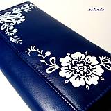 Kožená peňaženka - modrotlač (Květy)
