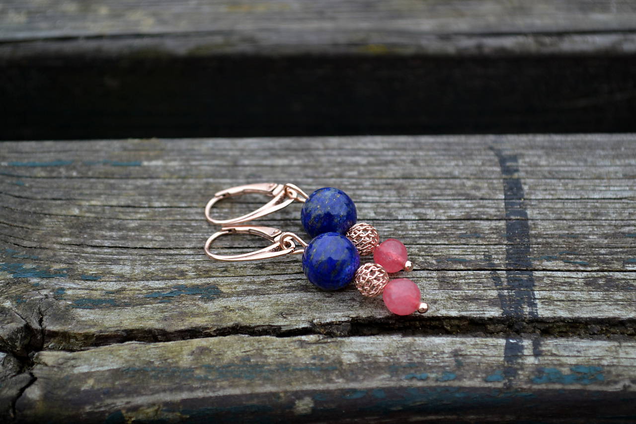 Lapis Lazuli pozlátené náušnice Ag 925/1000