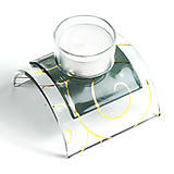 Svietidlá - sklenený svietnik na čajovú sviečku sivý so zlatou - 10127612_