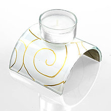 Svietidlá - sklenený svietnik na čajovú sviečku biely - 10127586_