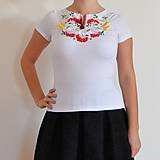 Topy, tričká, tielka - Folklórne dámske tričko , vyšívané , s výšivkou , folk, ľudové, veľkosť L - 10125850_