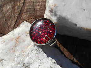 Prstene - ring with red garnet-big - 10132221_