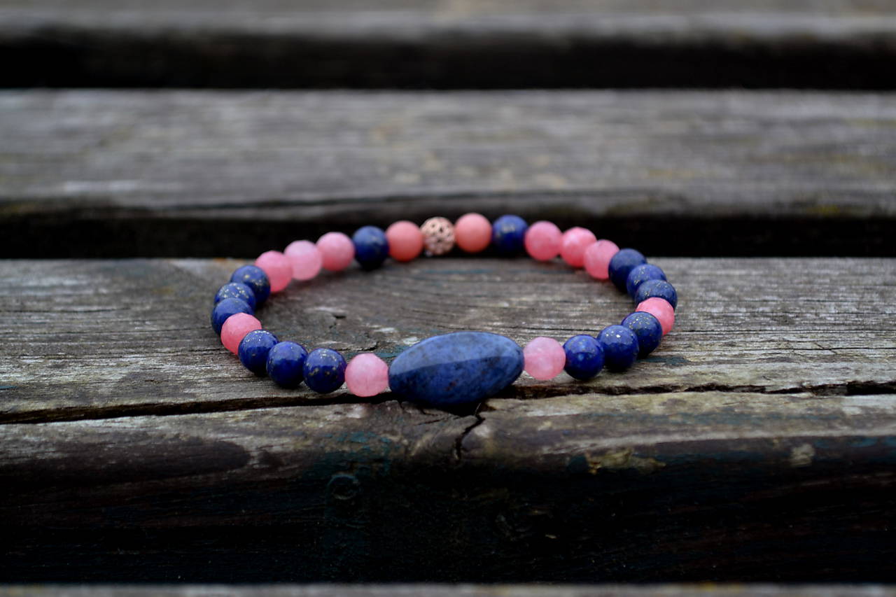 Zafír, Lapis Lazuli , Jadeit, Ag 925 - náramok