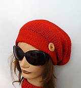 Čiapky, čelenky, klobúky - Cervena predlzena ciapka - 10130492_