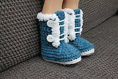 Detské topánky - Topánočky z ovčej vlny (Modrá) - 10136422_