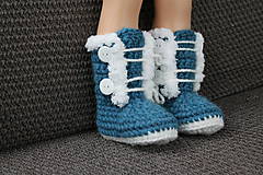 Detské topánky - Topánočky z ovčej vlny (Modrá) - 10136424_
