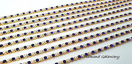 Galantéria - Štrasová borta perličková kráľovská modrá - 2 mm - cena za 10 cm - 10134420_