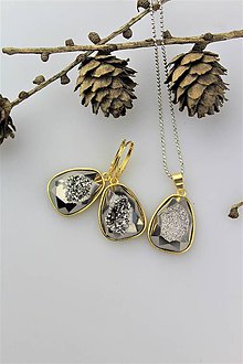 Sady šperkov - achát striebro-sivý náušnice a prívesok, luxusný set - 10135760_