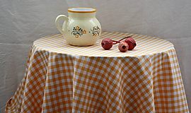 Úžitkový textil - Obrus. Žltý kockovaný kanafasový - stará klasika (140 x 140 cm) - 10134466_