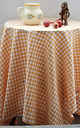Úžitkový textil - Obrus. Žltý kockovaný kanafasový - stará klasika (140 x 140 cm) - 10134471_