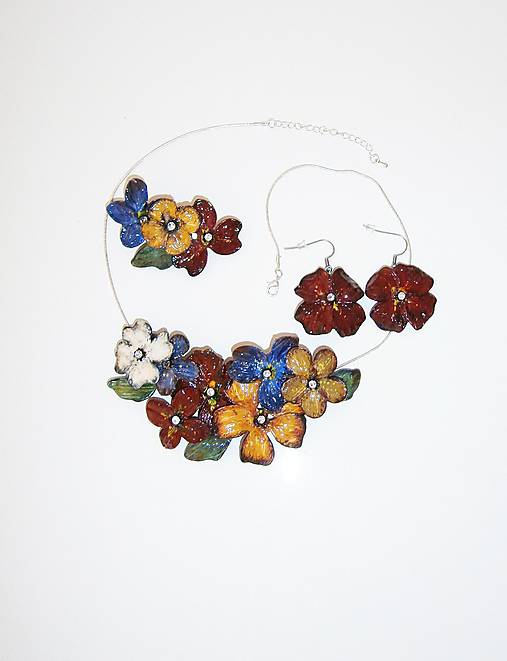 Sady šperkov - náhrdelník a náušnice set- vintage flowers 44 - 10142046_
