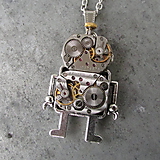 Náhrdelníky - Robot s anténkou, Steampunkový náhrdelník, Android - 10140747_