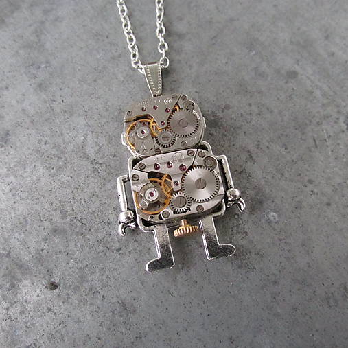 Náhrdelníky - Robot - chlap.....Steampunkový náhrdelník, Android - 10140605_