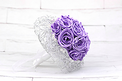  - Saténová kytica svadobná fialová ruže - 10138288_