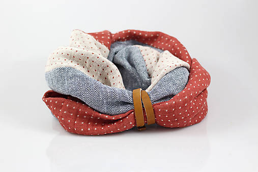 Dvojitý hrejivý bodkovaný nákrčník zo 100% ľanu