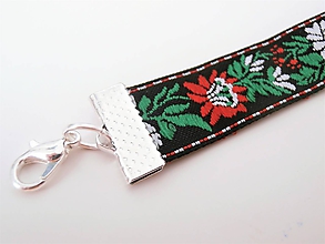 Náhrdelníky - Folklórny biely červený modrý čierny kvetinový choker - náhrdelník obojok  (14 mm) - 10144059_