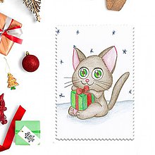 Papiernictvo - Kreslená vianočná pohľadnica zvieratká - 10150885_