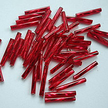 Korálky - PRECIOSA-krútené tyčky (15mm-červená-20ks) - 10156814_
