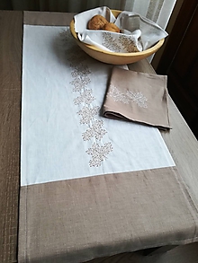 Úžitkový textil - Ľanová štóla s výšivkou - 10152805_