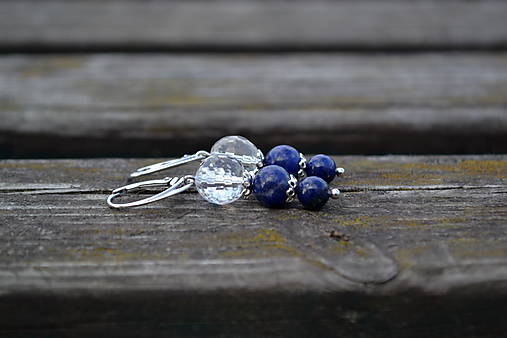Lapis lazuli a Krištáľ náušnice Ag 925