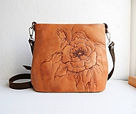  - MILA "Peony" kožená kabelka s vypaľovaným obrázkom - 10155459_