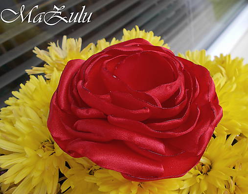 Ozdoby do vlasov -  spona & brošňa v krvavočervenom - 10158766_