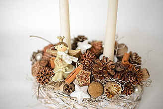 Dekorácie - Vianočný svietnik s anjelom - 10159782_
