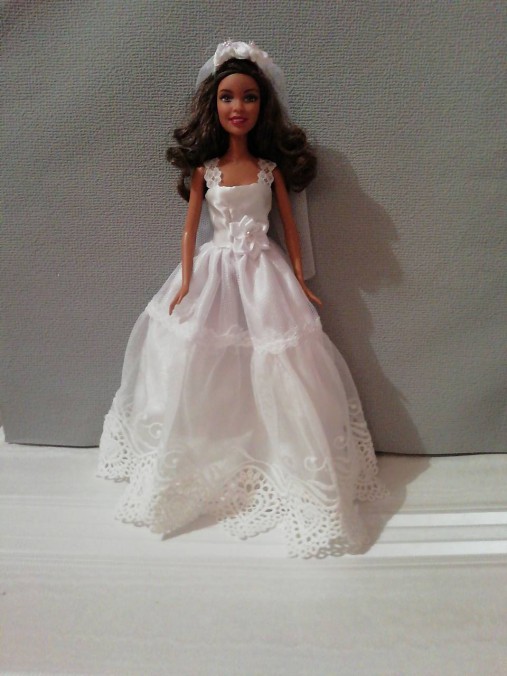  - svadobné šaty pre bábiku Barbie so závojom - 10163551_