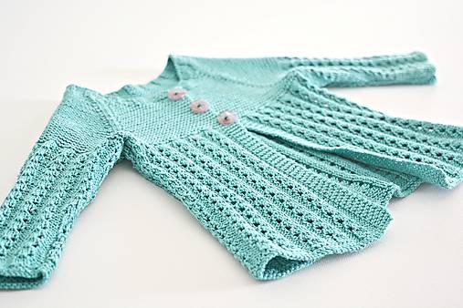 Detské oblečenie - Pletený svetrík pre bábätko - tyrkysový (52/56 - Tyrkysová) - 10167262_