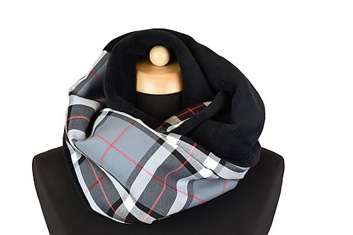 Šály a nákrčníky - károvaný šál - unisex (Šedý s čiernym) - 10177911_