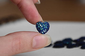 Komponenty - Kabošon druzy srdce modrý 12mm, 0.15€/ks - 10176006_