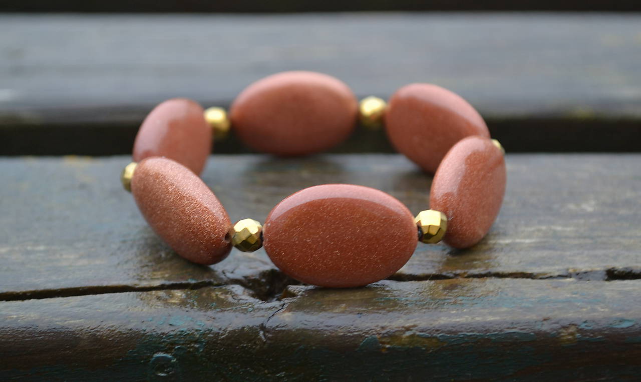 Zlatý aventurín a hematit náramok