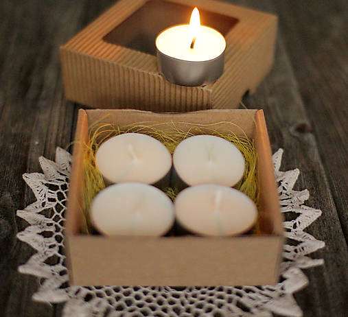 SÓJOVÉ čajové sviečky - darčekové balenie  (4 ks)