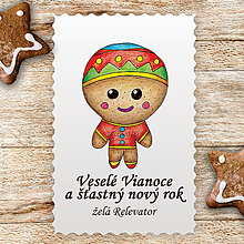 Papiernictvo - Vianočná pohľadnica medovníkový chlapec (veselý) - 10186120_