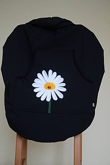 Detský textil - SOFTSHELLová ochranná kapsa s odopínateľným flisom - čierna+bledo modré vrecko - 10190523_