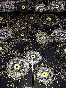Textil - Dizajnová bavlna Dandelion Puffs Black - 10190056_