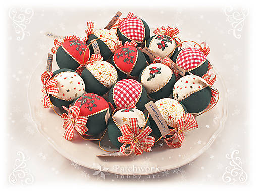 Vianočné gule patchworkové - Country sada