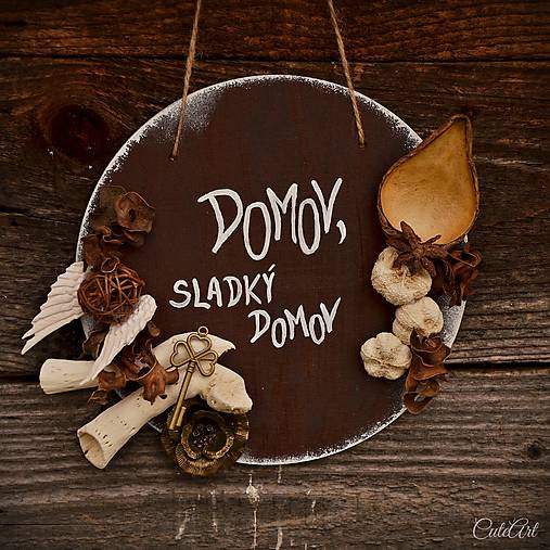 Tabuľky - Domov, sladký domov (natural) - tabuľka na dvere - 10194226_