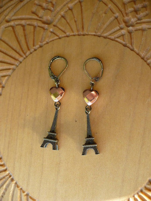 Náušnice - náušnice Parížanky so srdiečkami - 10192997_