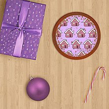 Dekorácie - Vianočné grafické perníky so vzorom - domček (vianočná guľa) - 10191790_