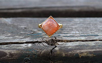 Prstene - Slnečný kameň prsteň Ag 925 s Au - 10196485_