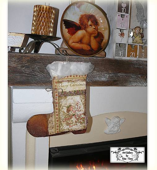 Dekorácie - Maxi čižmičky "Beige Angel" na dvere/stenu/krb :) - 10196051_