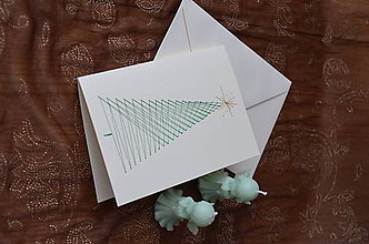 Papiernictvo - Vianočný stromček - pohľadnica (Zelená) - 10199900_