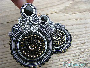 Náušnice - Button collection...soutache (Gray/Black) - 10205191_