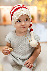 Detské čiapky - Vianočná škriatkovská čiapka - 10208567_