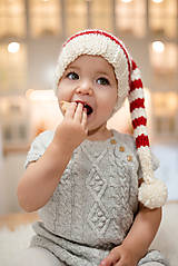 Detské čiapky - Vianočná škriatkovská čiapka - 10208570_