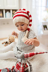 Detské čiapky - Vianočná škriatkovská čiapka - 10208571_