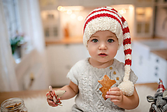 Detské čiapky - Vianočná škriatkovská čiapka - 10208573_