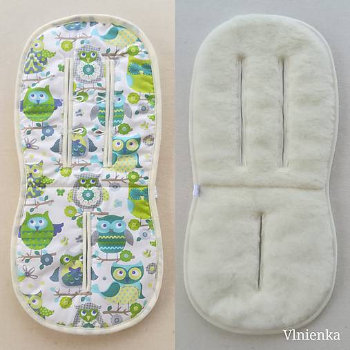 Detský textil - Univerzálna podložka RUNINKO 3 v 1 do kočíka/ do vaničky/ do autosedačky 100% MERINO TOP Sovička tyrkysová  - 10211960_