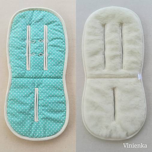 Detský textil - Univerzálna podložka RUNINKO 3 v 1 do kočíka/ do vaničky/ do autosedačky 100% MERINO TOP BODKA Mentolová  - 10212065_